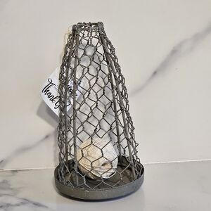 Elegant Gray Wire Mesh Cone with Decorative Ball